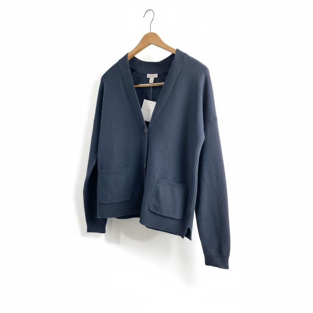 J.Jill Navy Blue V-Neck Button Front Cardigan Sweater Size Small - Picture 4 of 10